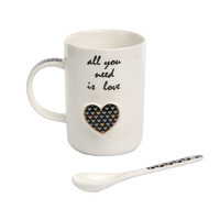 Forever Love šolja 360ml sa kašikom dek. Black heart 1010031150